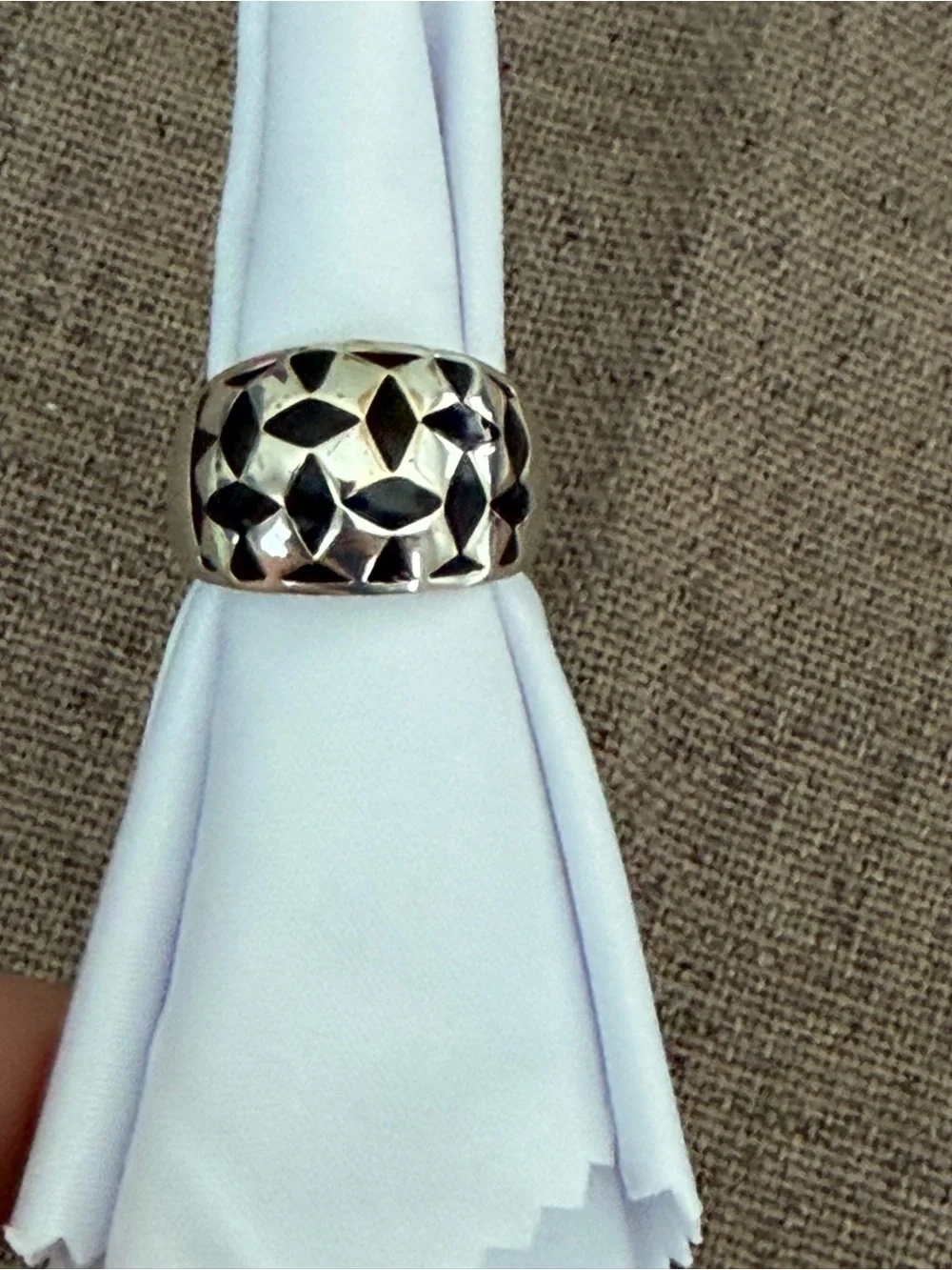 Boutique Silver Tone Geometric Dome Statement Ring Size 8